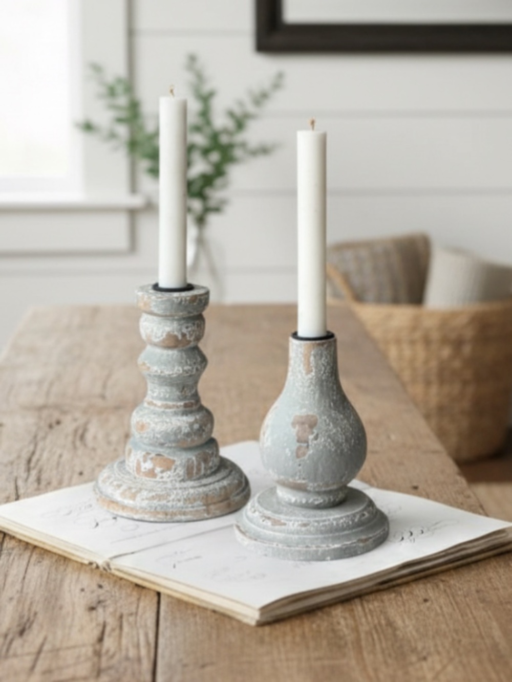 Set/2 Rustic Taper Candle Holders